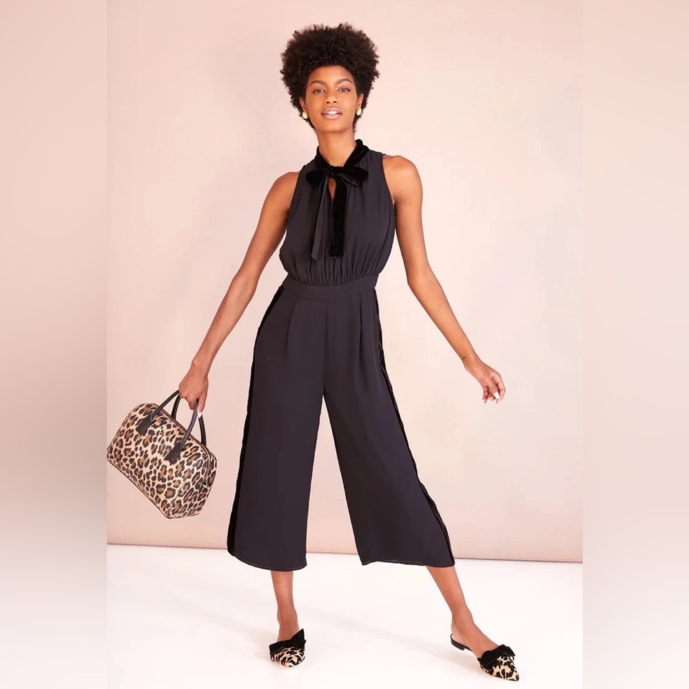 Kate Spade Black Velvet Trim Jumpsuit